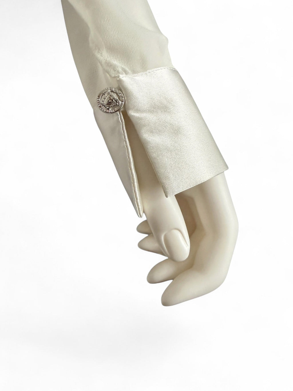Versace Ivory Satin Blouse With Pleats