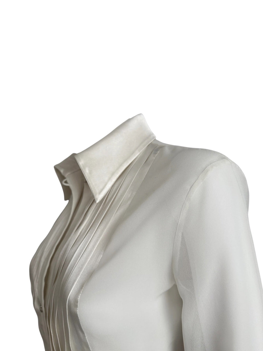 Versace Ivory Satin Blouse With Pleats