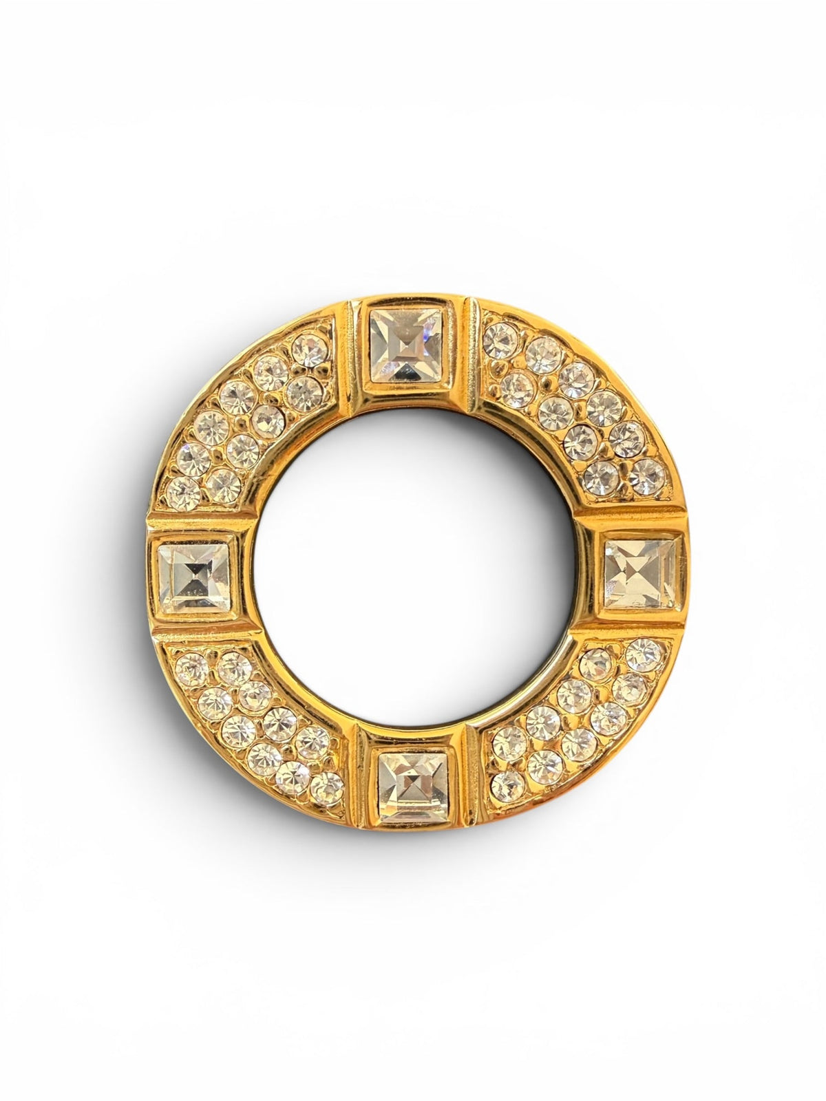 Givenchy Gold Circular Crystal Brooch
