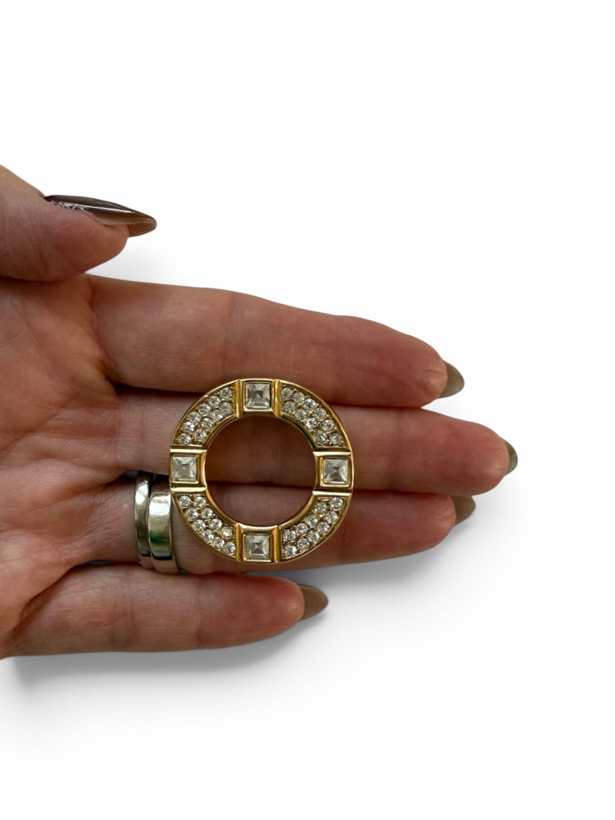 Givenchy Gold Circular Crystal Brooch