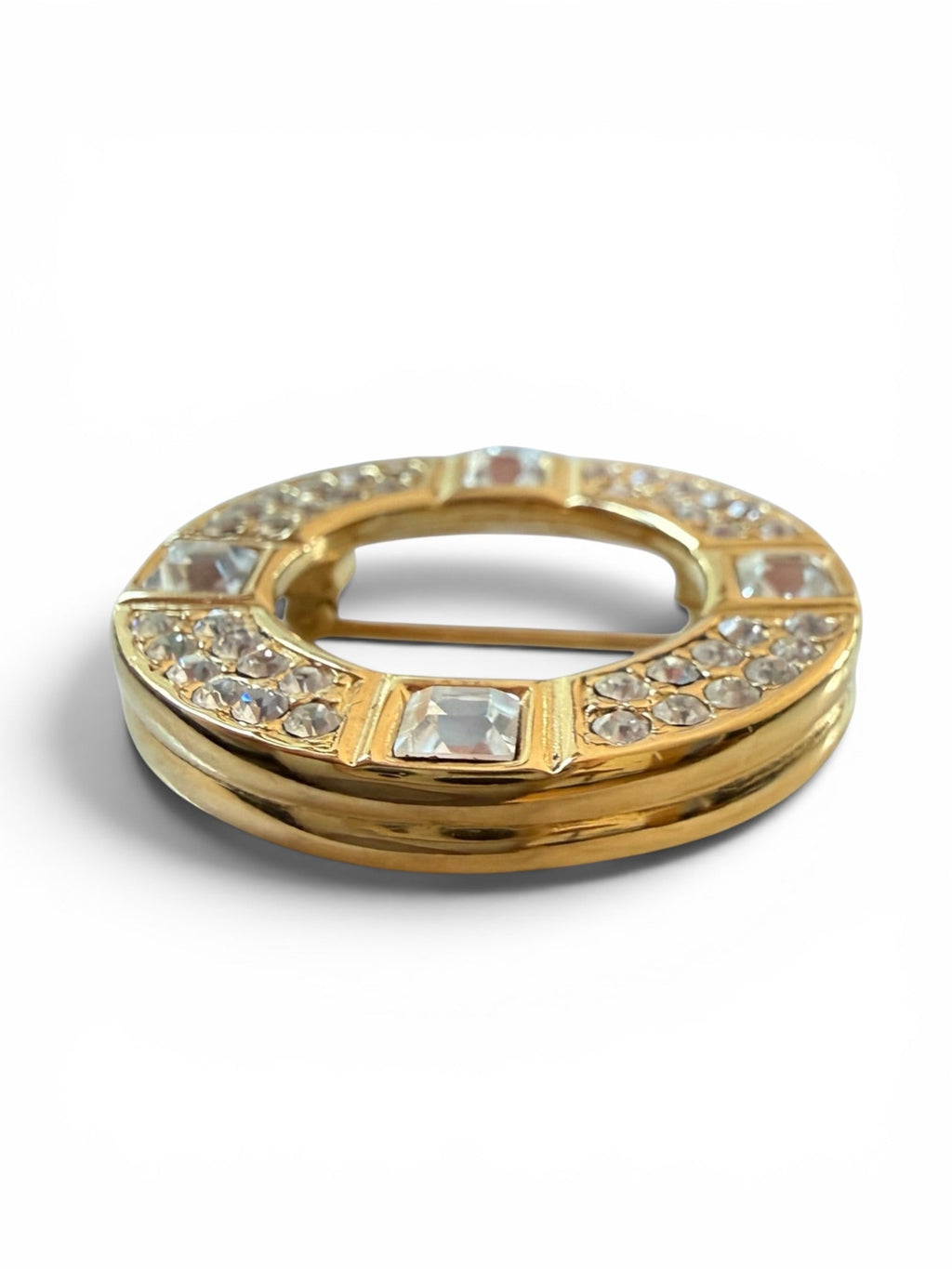 Givenchy Gold Circular Crystal Brooch