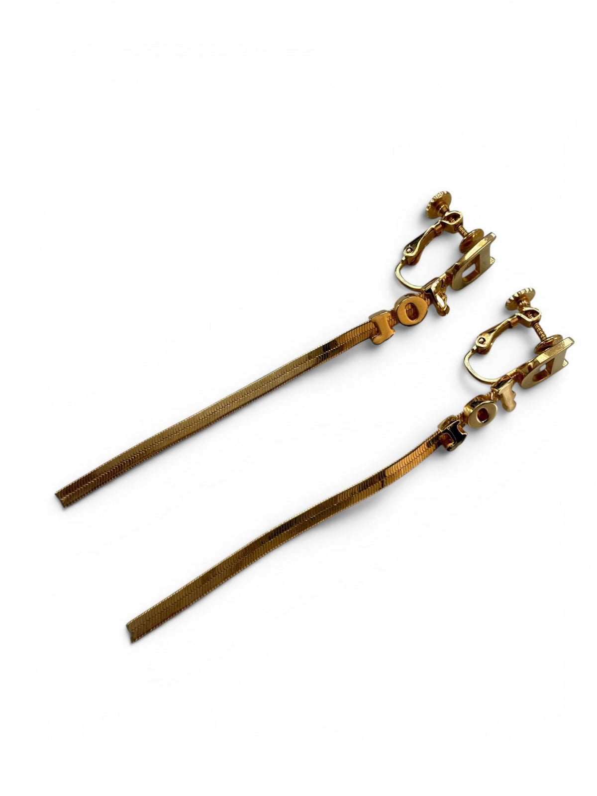 Christian Dior Gold Logo Chain Tassel Earrings