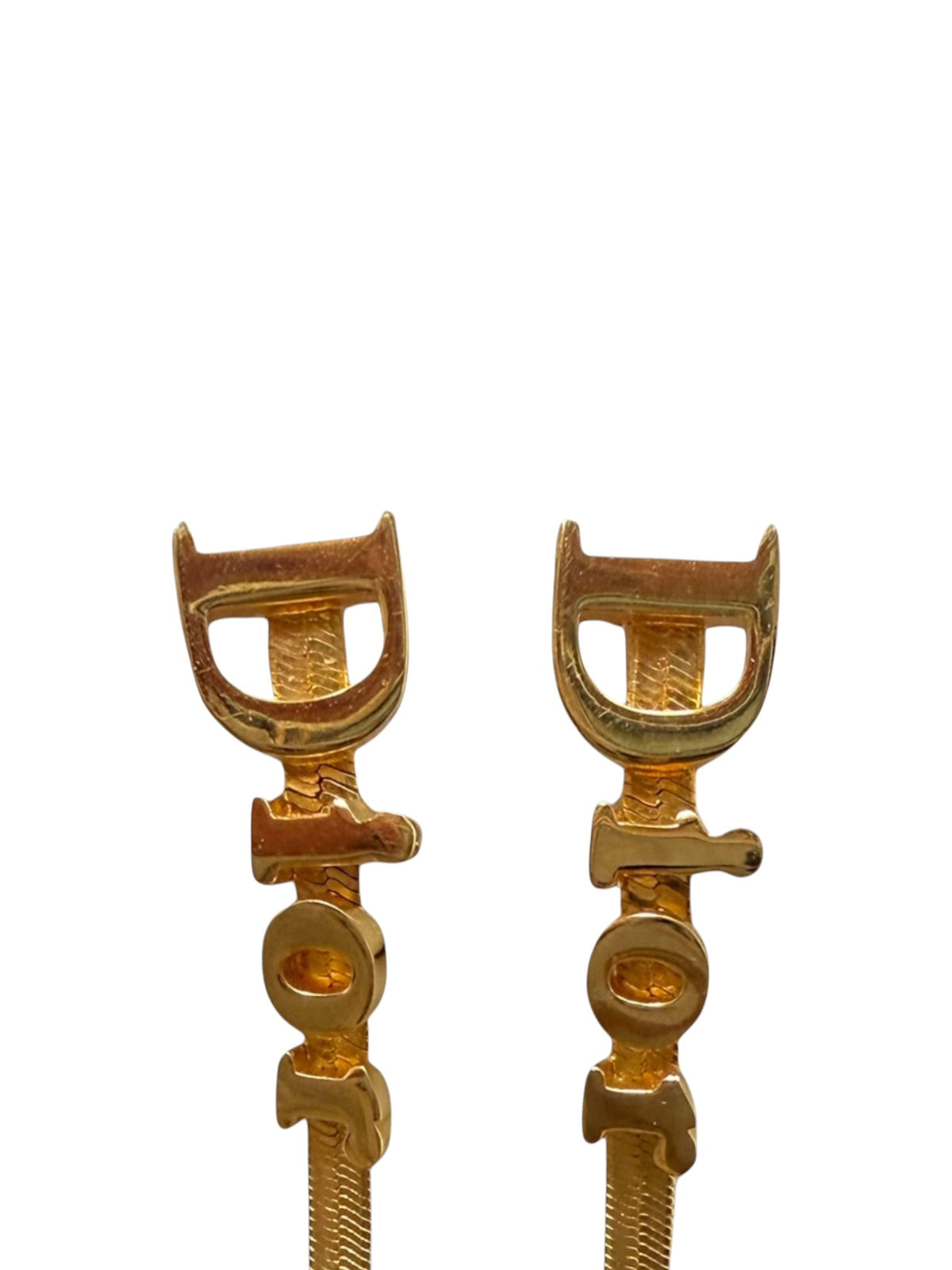 Christian Dior Gold Logo Chain Tassel Earrings