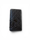 Vintage Chanel Black Quilted Leather Long Wallet