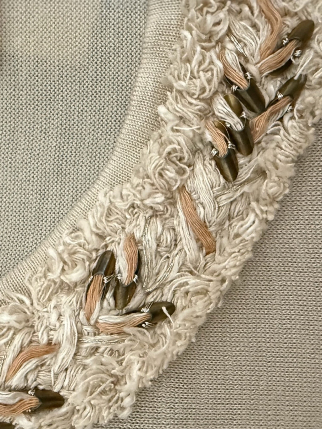 Chanel Cream Fringed Collar Detail Tank Top