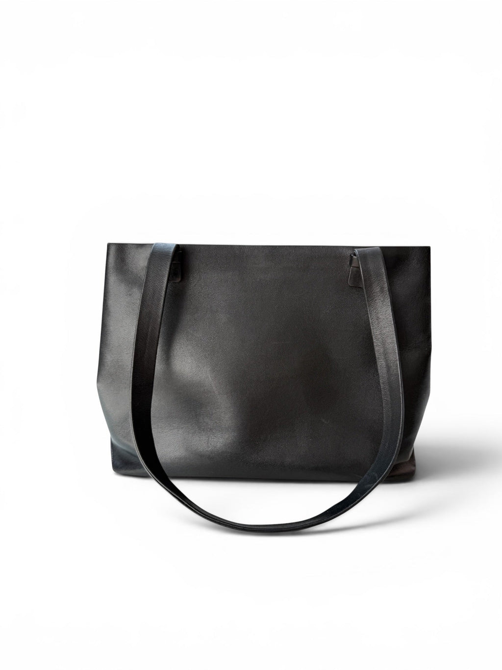 Vintage Chanel 1980s Black Leather Tote Bag