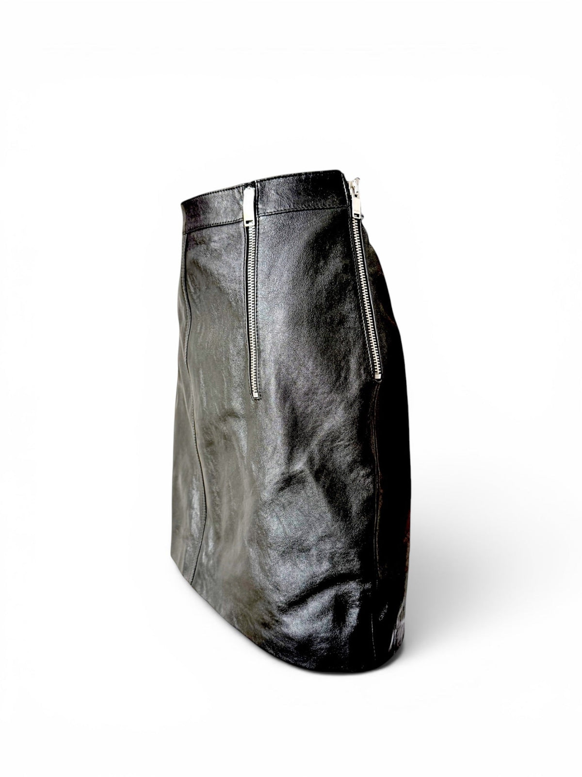 Saint Laurent Paris Black Leather Mini Skirt